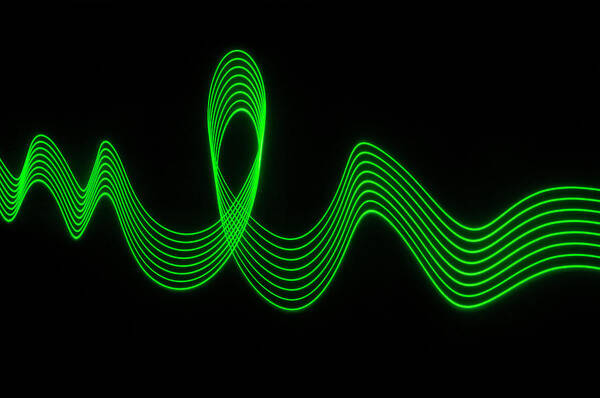 Laser Poster featuring the photograph Green Abstract Coloured Lights Trails #1 by John Rensten
