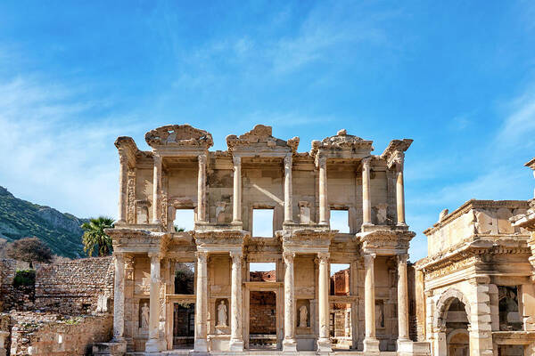 Library Poster featuring the photograph Library of Celsus #1 by Fabrizio Troiani