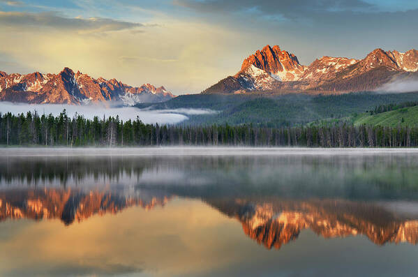 #faatoppicks Poster featuring the photograph Little Redfish Lake, Sawtooth Mountains #1 by Alan Majchrowicz