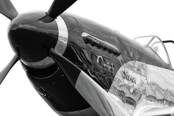 P51 Poster featuring the photograph Quick Silver in Black and White #2 by Chris Buff