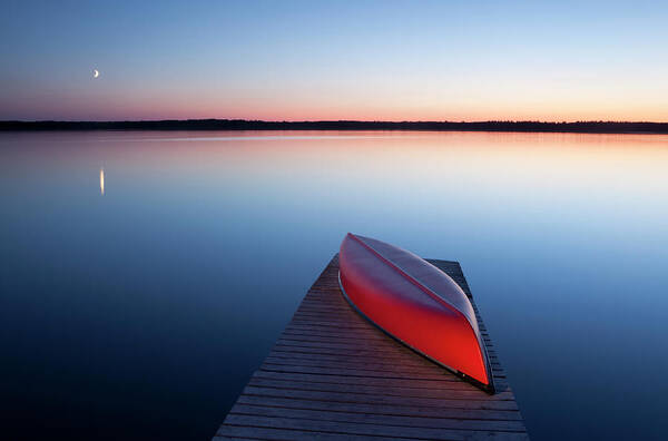 Scenics Poster featuring the photograph Red Canoe #1 by Mysticenergy