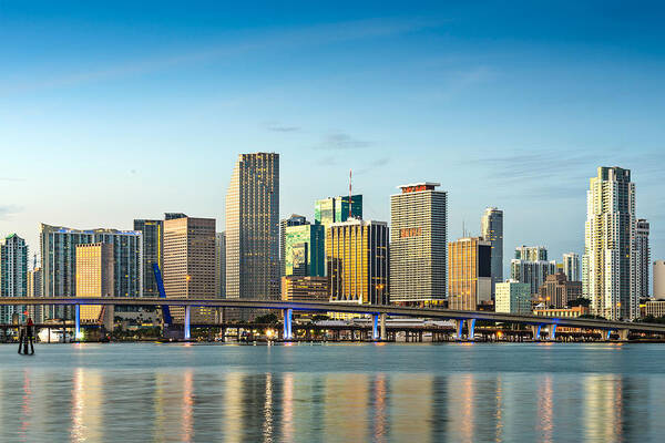 Cityscape Poster featuring the photograph Skyline Of Miami, Florida, Usa #1 by Sean Pavone