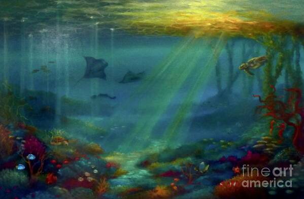 Tropical Rays Poster featuring the painting Tropical Rays by Lee Campbell