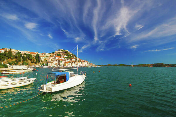 Destination Poster featuring the photograph UNESCO town of Sibenik sailing destination coast view #1 by Brch Photography