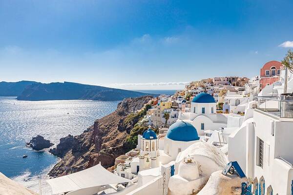 Landscape Poster featuring the photograph White Architecture Of Oia Village #1 by Levente Bodo