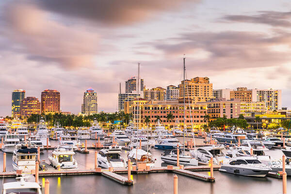 Landscape Poster featuring the photograph West Palm Beach, Florida, Usa Downtown #12 by Sean Pavone