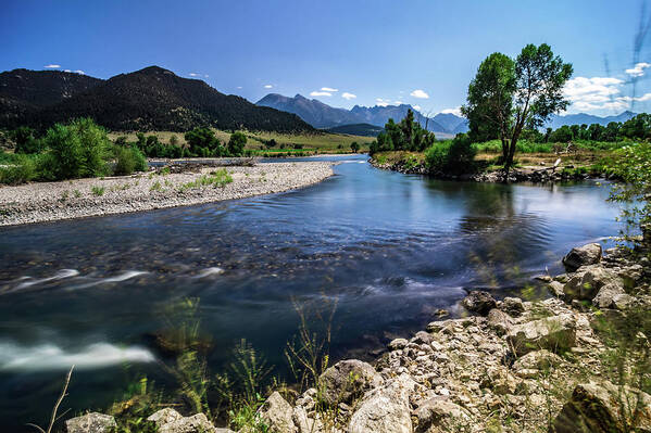 River Poster featuring the photograph Yellowstone River At Sunrise Near Yellowstone Park #12 by Alex Grichenko