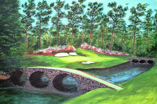 Ken Figurski Poster featuring the painting 12th Hole At Augusta National by Ken Figurski