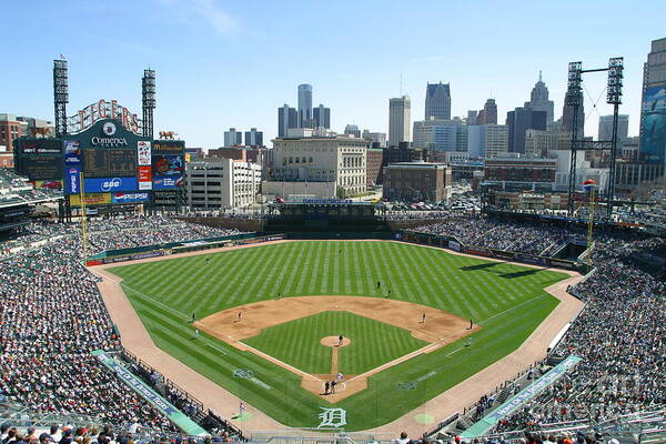 American League Baseball Poster featuring the photograph Cleveland Indians V Detroit Tigers #2 by John Grieshop