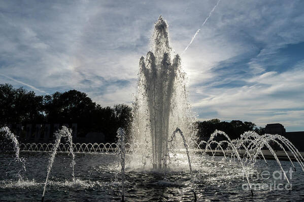 National Mall Poster featuring the photograph Fountains at the World War II Memorial in Washington DC #2 by William Kuta
