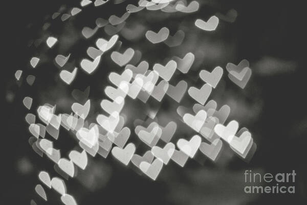 Bokeh Poster featuring the photograph Heart bokeh BW #2 by Mariusz Talarek