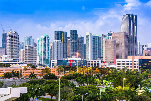 Cityscape Poster featuring the photograph Miami, Florida, Usa Downtown City #2 by Sean Pavone