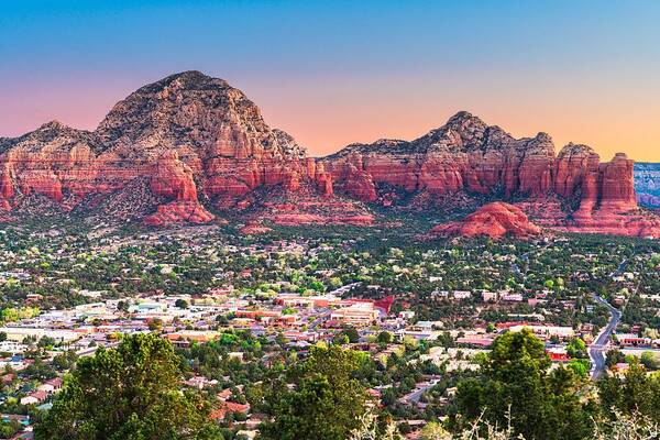Landscape Poster featuring the photograph Sedona, Arizona, Usa Downtown Cityscape #2 by Sean Pavone