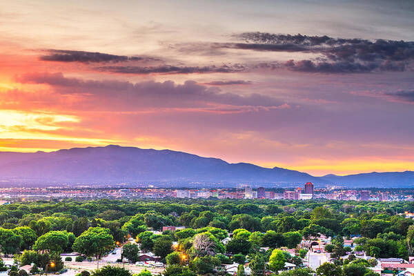 Landscape Poster featuring the photograph Albuquerque, New Mexico, Usa Downtown #20 by Sean Pavone