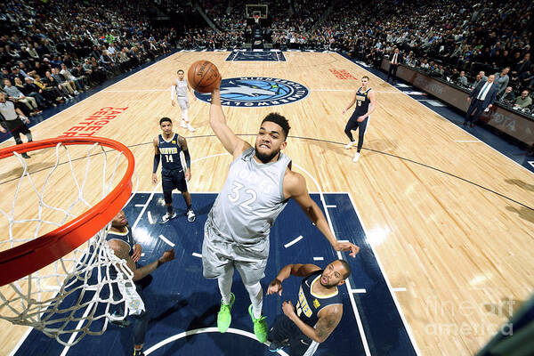 Karl-anthony Towns Poster featuring the photograph Denver Nuggets V Minnesota Timberwolves #21 by David Sherman