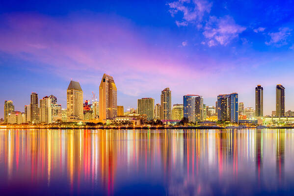 Landscape Poster featuring the photograph San Diego, California, Usa Downtown #21 by Sean Pavone