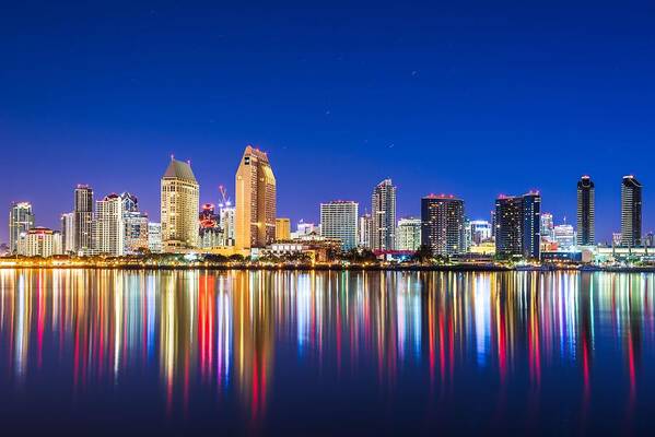 Landscape Poster featuring the photograph San Diego, California, Usa Downtown #22 by Sean Pavone