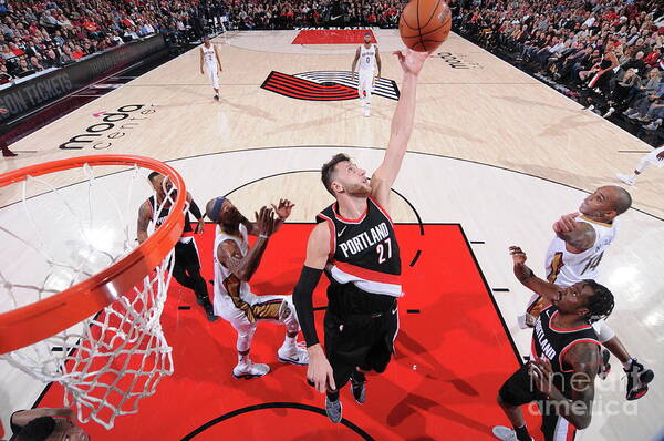 Jusuf Nurkic Poster featuring the photograph New Orleans Pelicans V Portland Trail #25 by Sam Forencich