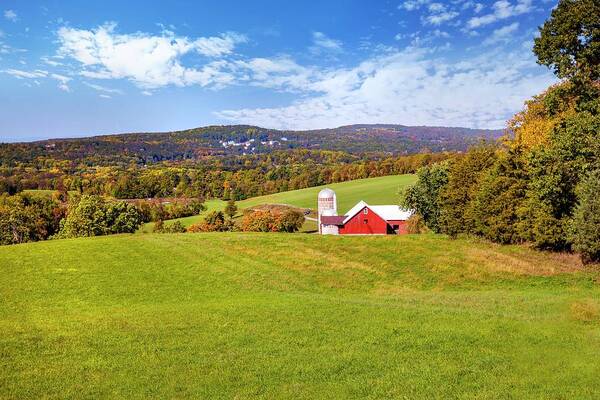 Estock Poster featuring the digital art Farm With Barn & Silos, Warwick, Ny #3 by Lumiere