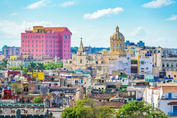 Landscape Poster featuring the photograph Havana, Cuba Old Town Skyline #3 by Sean Pavone