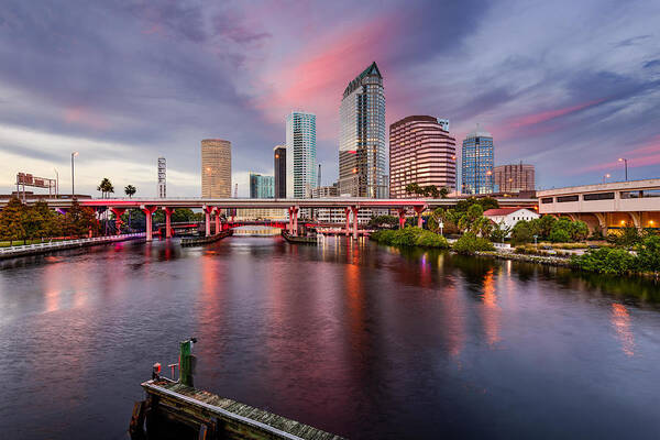 Landscape Poster featuring the photograph Tampa, Florida, Usa Downtown City #3 by Sean Pavone