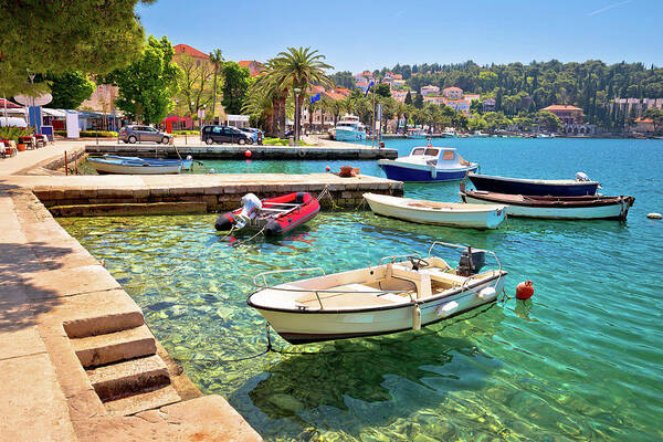 Cavtat Poster featuring the photograph Town of Cavtat waterfront view #3 by Brch Photography