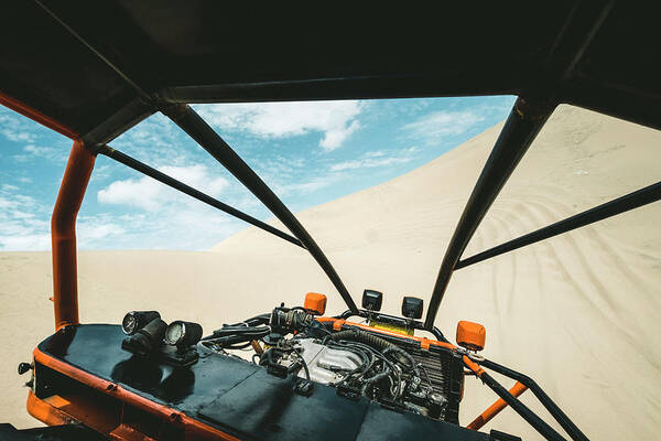 Orange Poster featuring the photograph View From A Sand Buggy In The Desert Against A Blue Sky #3 by Cavan Images