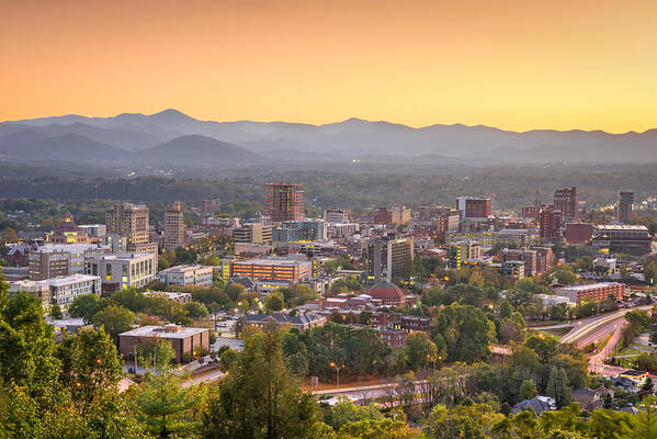 Landscape Poster featuring the photograph Asheville, North Carolina, Usa Downtown #4 by Sean Pavone