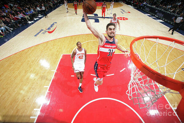 Tomas Satoransky Poster featuring the photograph New York Knicks V Washington Wizards #4 by Ned Dishman