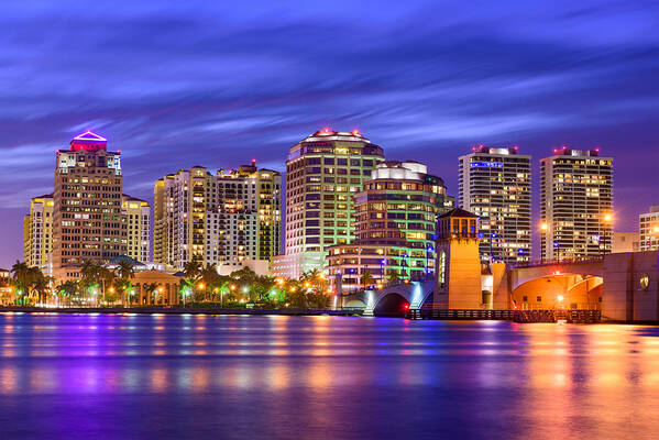Cityscape Poster featuring the photograph West Palm Beach, Florida, Usa Skyline #4 by Sean Pavone