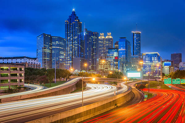 Landscape Poster featuring the photograph Atlanta, Georgia, Usa Downtown Skyline #5 by Sean Pavone