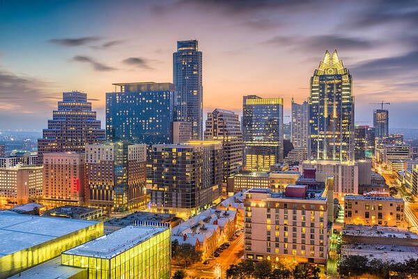 Landscape Poster featuring the photograph Austin, Texas, Usa Downtown Cityscape #5 by Sean Pavone