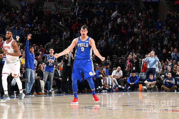 Dario Saric Poster featuring the photograph Philadelphia 76ers V New York Knicks #5 by Jesse D. Garrabrant