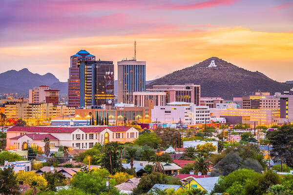 Landscape Poster featuring the photograph Tucson, Arizona, Usa Downtown Skyline #5 by Sean Pavone