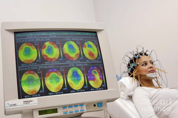 Twenty-seven Years Old Poster featuring the photograph Eeg Examination #6 by Aj Photo/hop Americain/science Photo Library