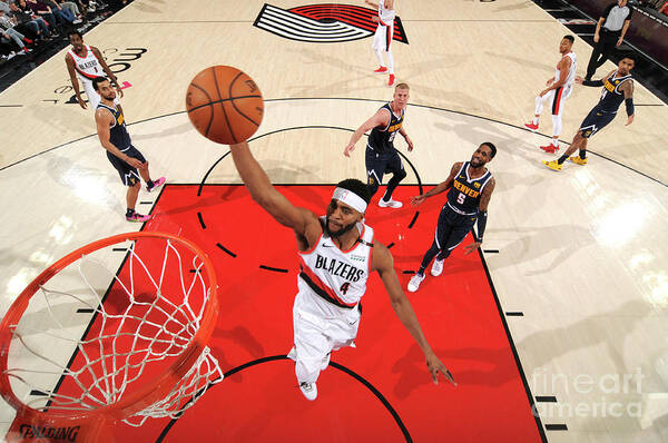 Maurice Harkless Poster featuring the photograph Denver Nuggets V Portland Trail Blazers #7 by Cameron Browne