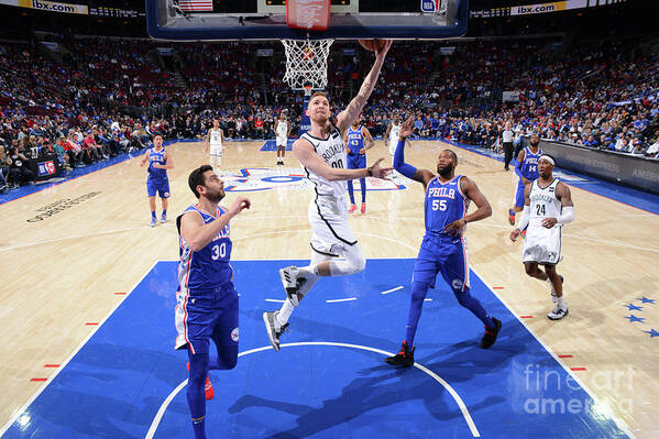 Rodions Kurucs Poster featuring the photograph Brooklyn Nets V Philadelphia 76ers - #8 by Jesse D. Garrabrant