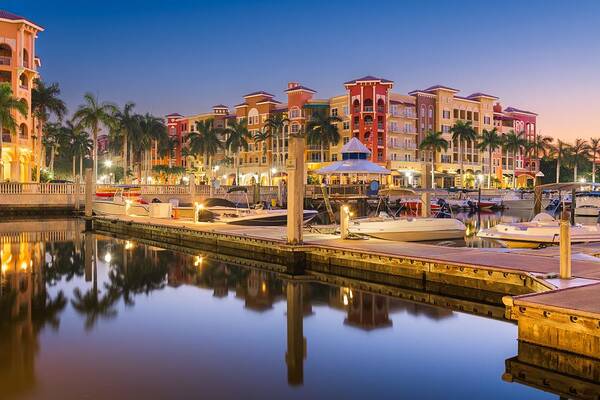 Landscape Poster featuring the photograph Naples, Florida, Usa Downtown Cityscape #8 by Sean Pavone