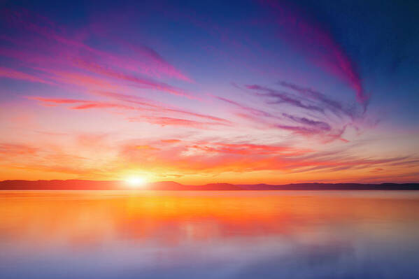 Scenics Poster featuring the photograph Sunset Over Water #8 by Focusstock