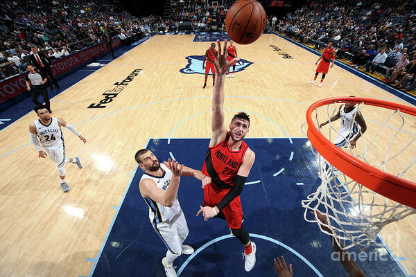 Jusuf Nurkic Poster featuring the photograph Portland Trail Blazers V Memphis #9 by Joe Murphy