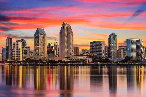 Cityscape Poster featuring the photograph San Diego, California, Usa Downtown #9 by Sean Pavone