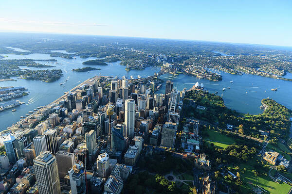 Shadow Poster featuring the photograph Aerial View Of Downtown Sydney by Btrenkel