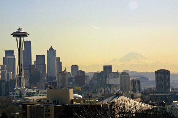 Scenics Poster featuring the photograph Alluring Seattle Skyline With Mt by Tness74
