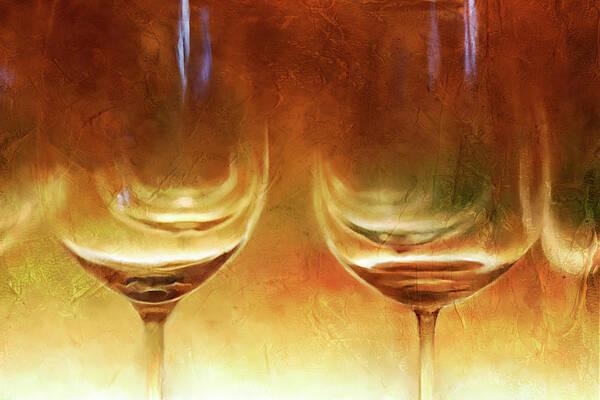 Amber Wine Glasses Poster featuring the painting Amber Wine Glasses by Katrina Jones