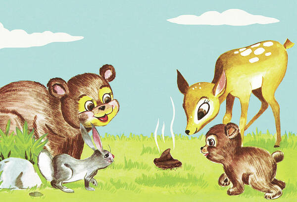 Animal Poster featuring the drawing Animals Looking at Poo by CSA Images