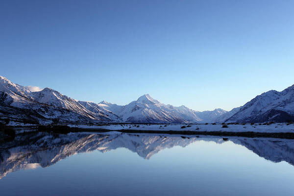 Scenics Poster featuring the photograph Aoraki Mt Cook Reflections by Alkalyne