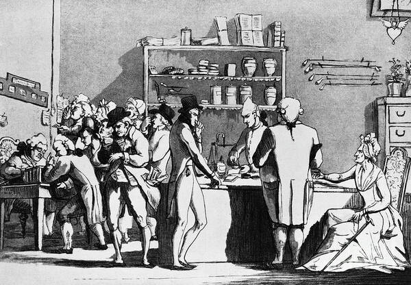 Etching Poster featuring the photograph Apothecary Shop With Doctors by Bettmann