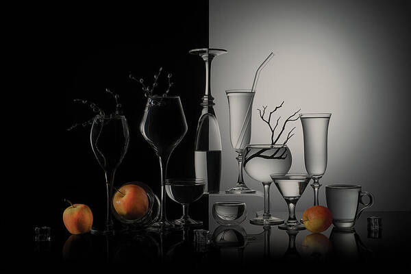 Glass Poster featuring the photograph Apple With Glasses by Lydia Jacobs