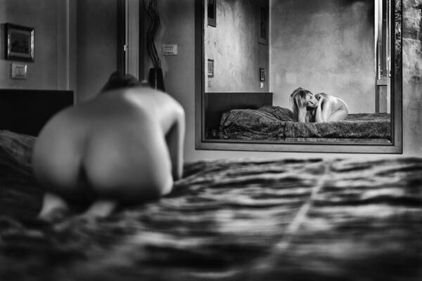 Fine Art Nude Poster featuring the photograph Arianna And The Mirror by Fabrizio Micheli