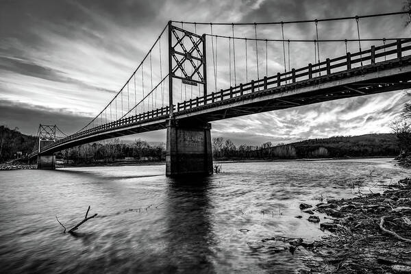 America Poster featuring the photograph Arkansas Beaver Bridge Over The White River - Monochrome by Gregory Ballos